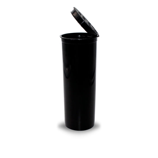 Opened Black Opaque 60 Dram GriploK Child Resistant Pop Top Bottle