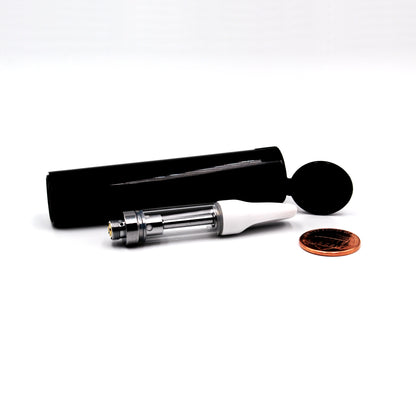 PureCore 1ml C-Core with White Ceramic Tip with Opaque Black Child-Resistant GriploK 78mm Vape Tube (Comparison Picture)