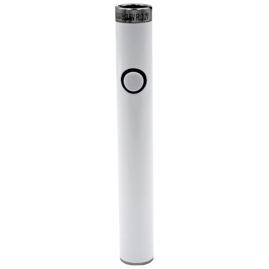 White Adjustable Voltage 510 Vape Cartridge Battery with Button and USB Charger