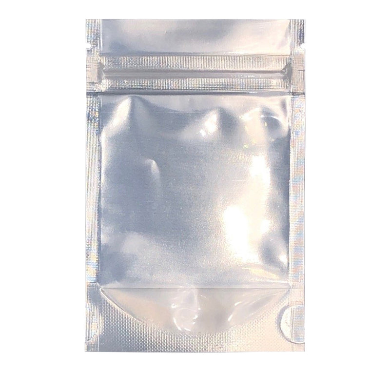 1/4oz (7g) White Vista Mylar/High-Barrier Bags with UV-Resistant Clear Side & Gusseted Bottom (Clear Side)