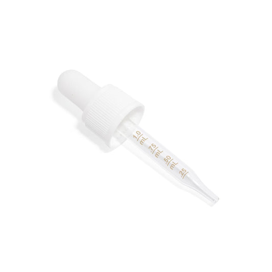 White 18/415 Child-Resistant Glass Pipettes with Markings for 30ml Dropper Bottles - 2156 Count ($0.20/unit)