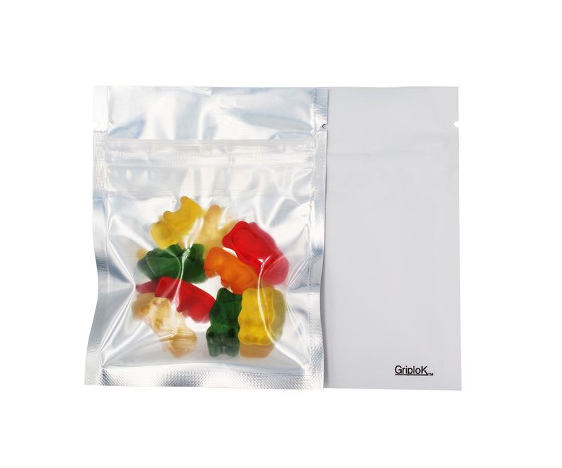 1g Matte White/Clear Bags - 2000 Count | 3.5"x4.5" - Child Resistant