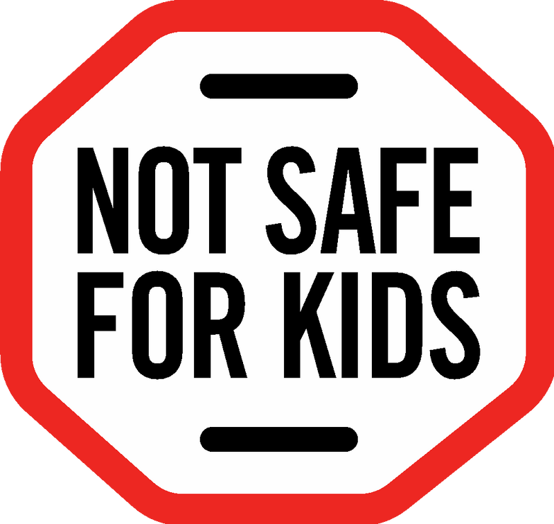 Maine & Massachusetts "Not Safe for Kids" THC Warning Label Sticker for Marijuana Dispensaries